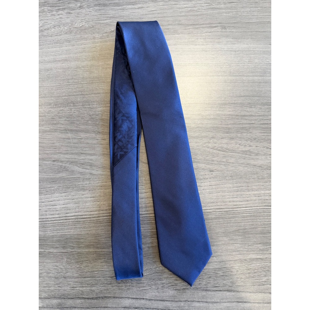 Michael Kors Blue 100% Silk Tie Geometric Y2K Quiet Luxury Mens Necktie